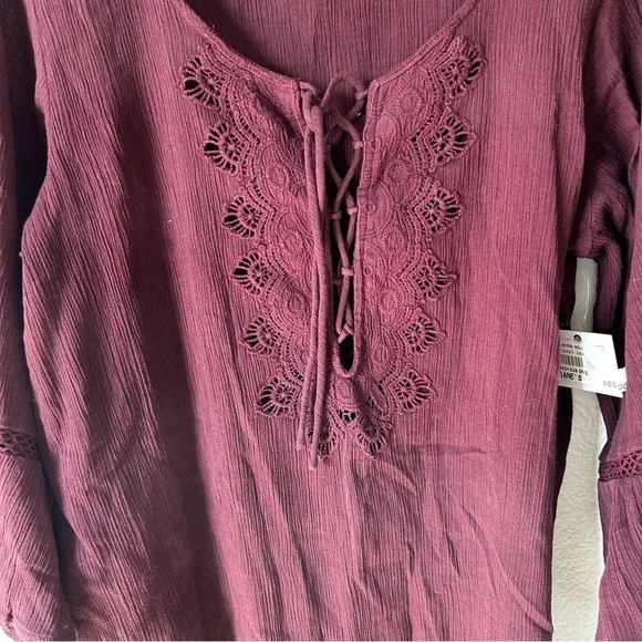 O'Neill Burgundy Sheer Lace-Up Swim Cover - Picture 4 of 11